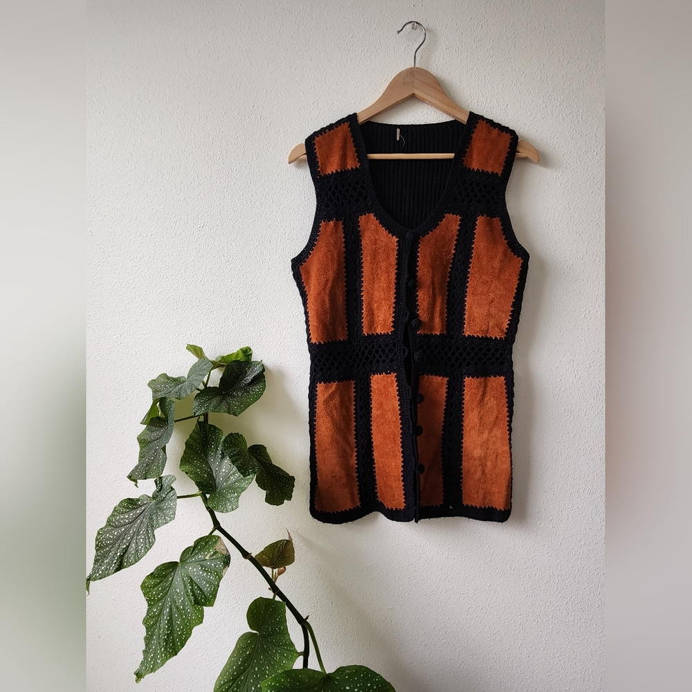 Vintage Black Crochet Vest